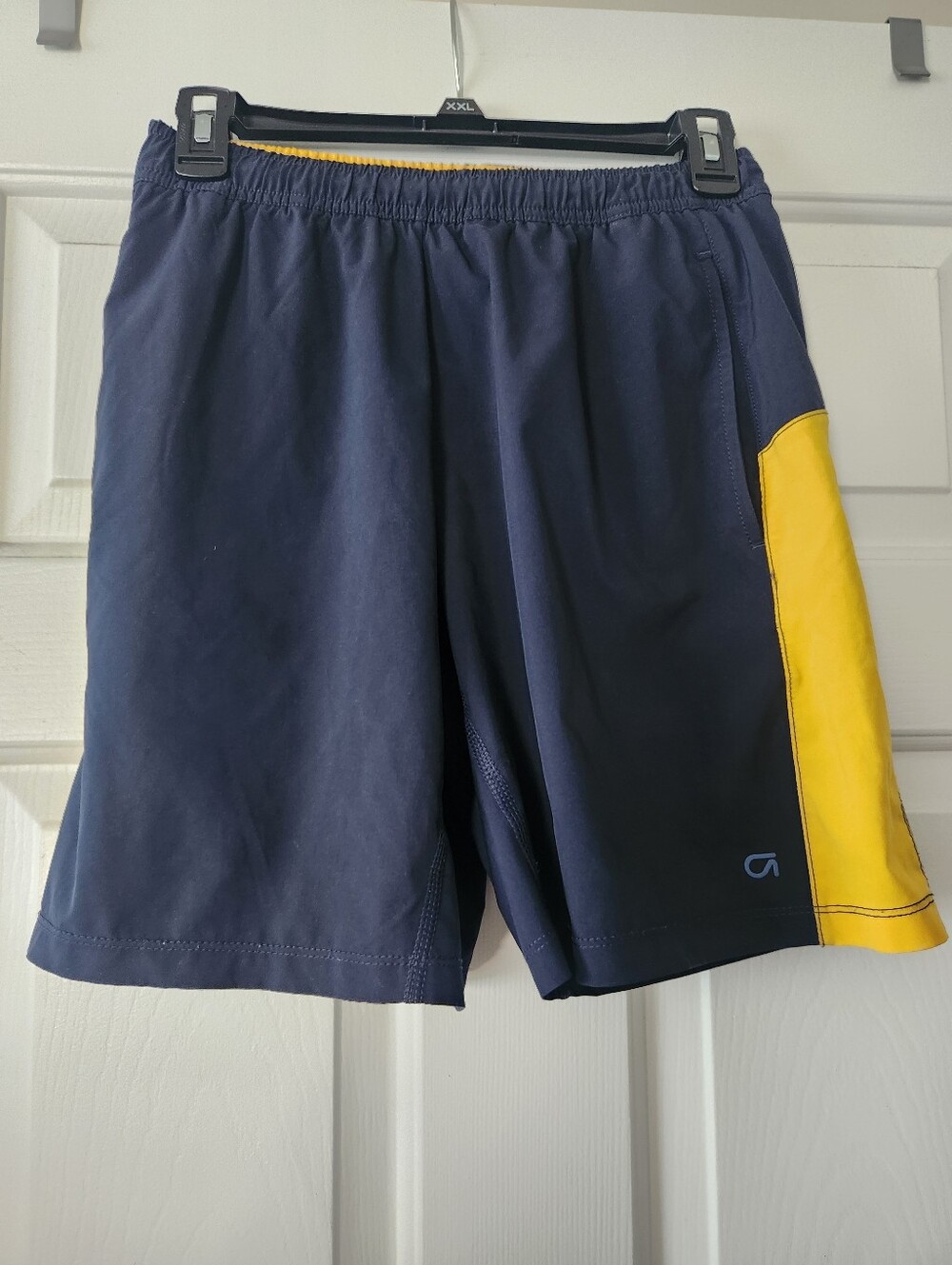 GAP Navy Athletic Shorts with Yellow Side Panel